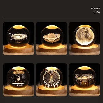 Kids LED Crystal Ball Toys Table Lamp 3D Moon Planet Galaxy